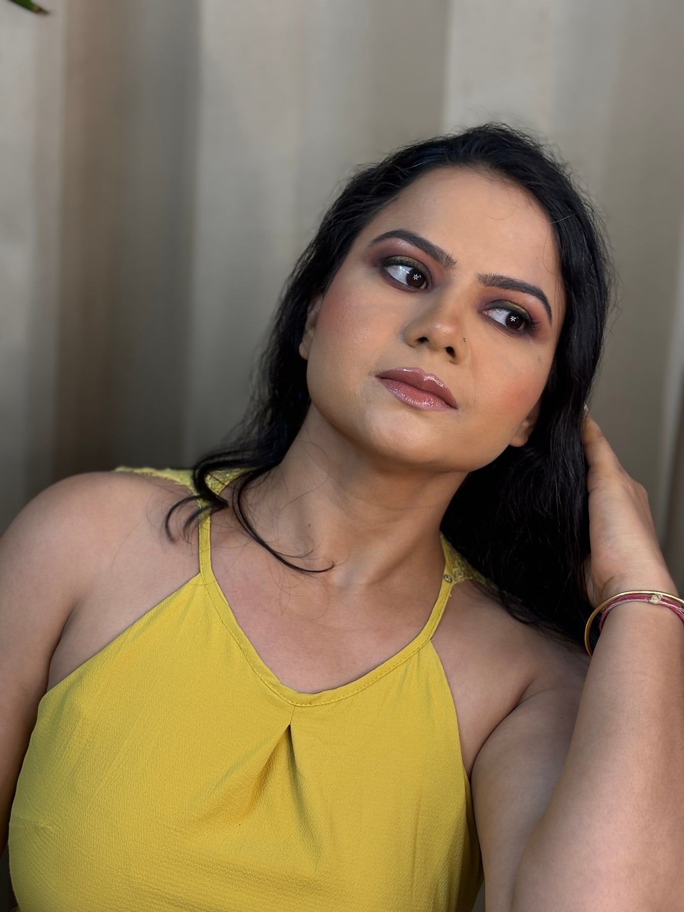Soft glam party makeup with glowing skin